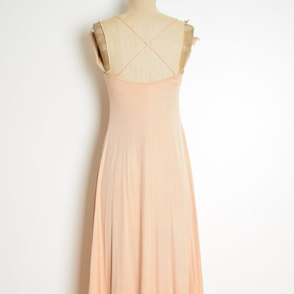 vintage 70s dress nude crochet hippie boho disco goddess maxi sun dress XS - Picture 9 of 10